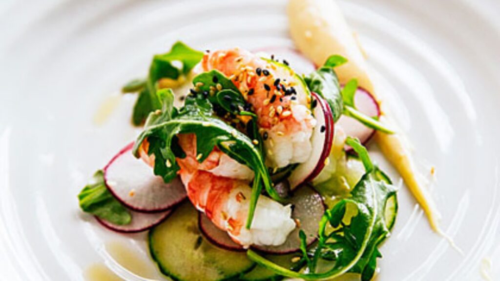 Spot prawn sesame salad recipe from Chef Robert Clark