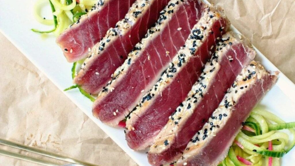 Sesame-crusted seared ahi tuna