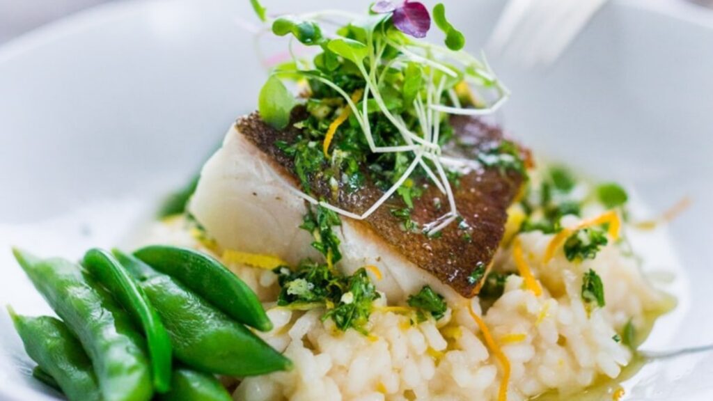 Seared sablefish with lemon risotto